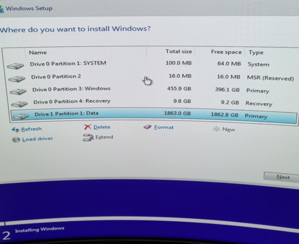 윈도우 복구 설치중